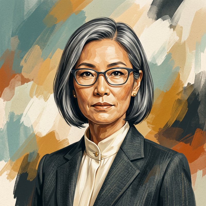 Portrait of Sarah Chen with a resolute and decisive expression