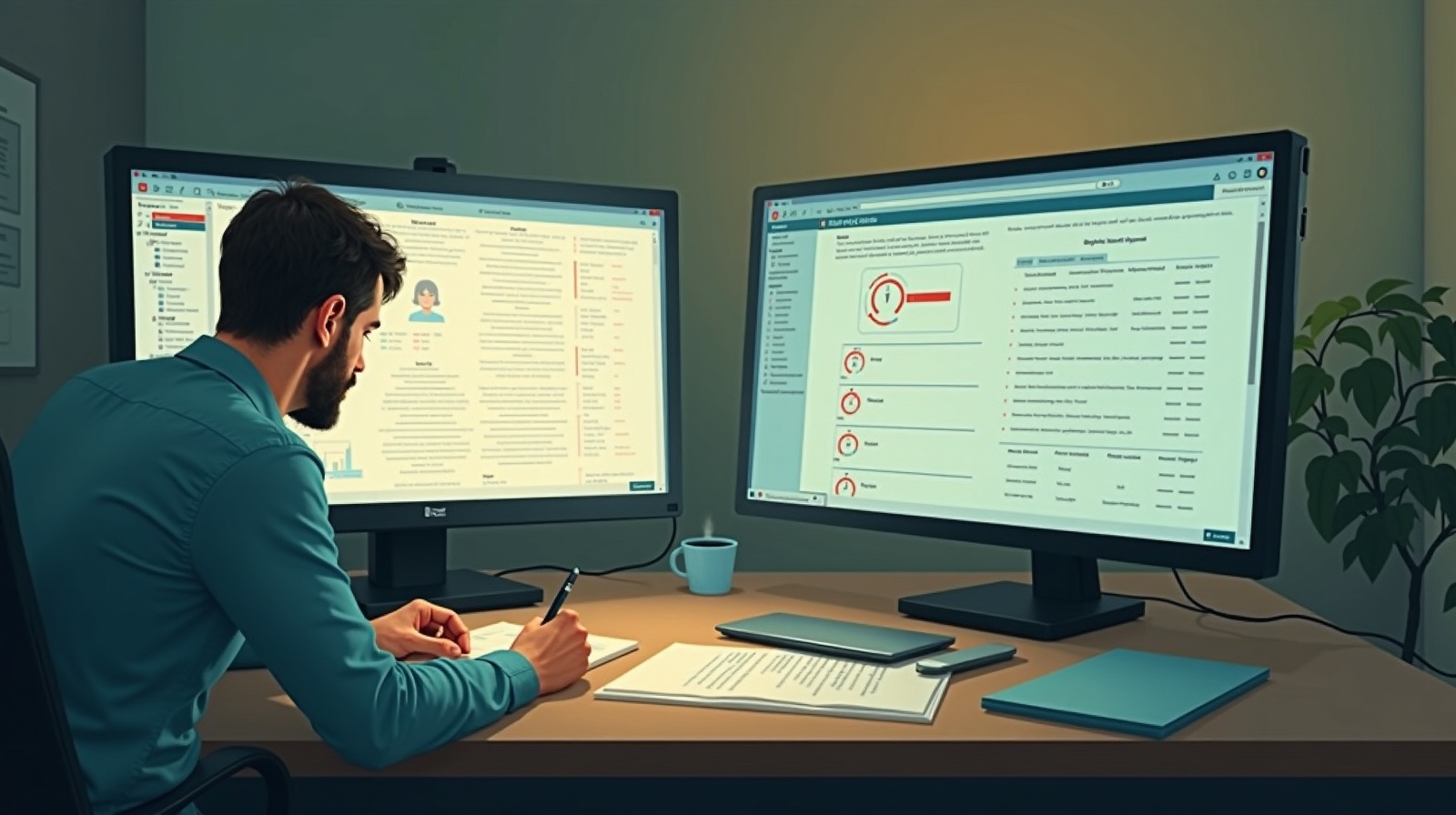 A review station with the AI score hidden under a blurred overlay
