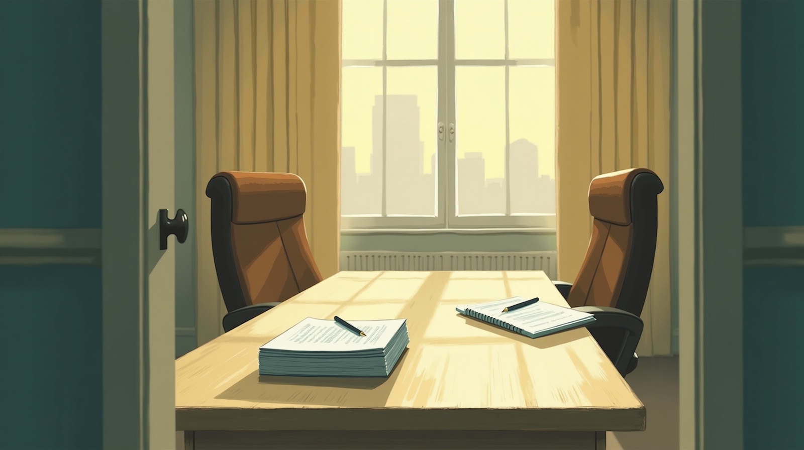 A boardroom prepared for delivering a difficult recommendation