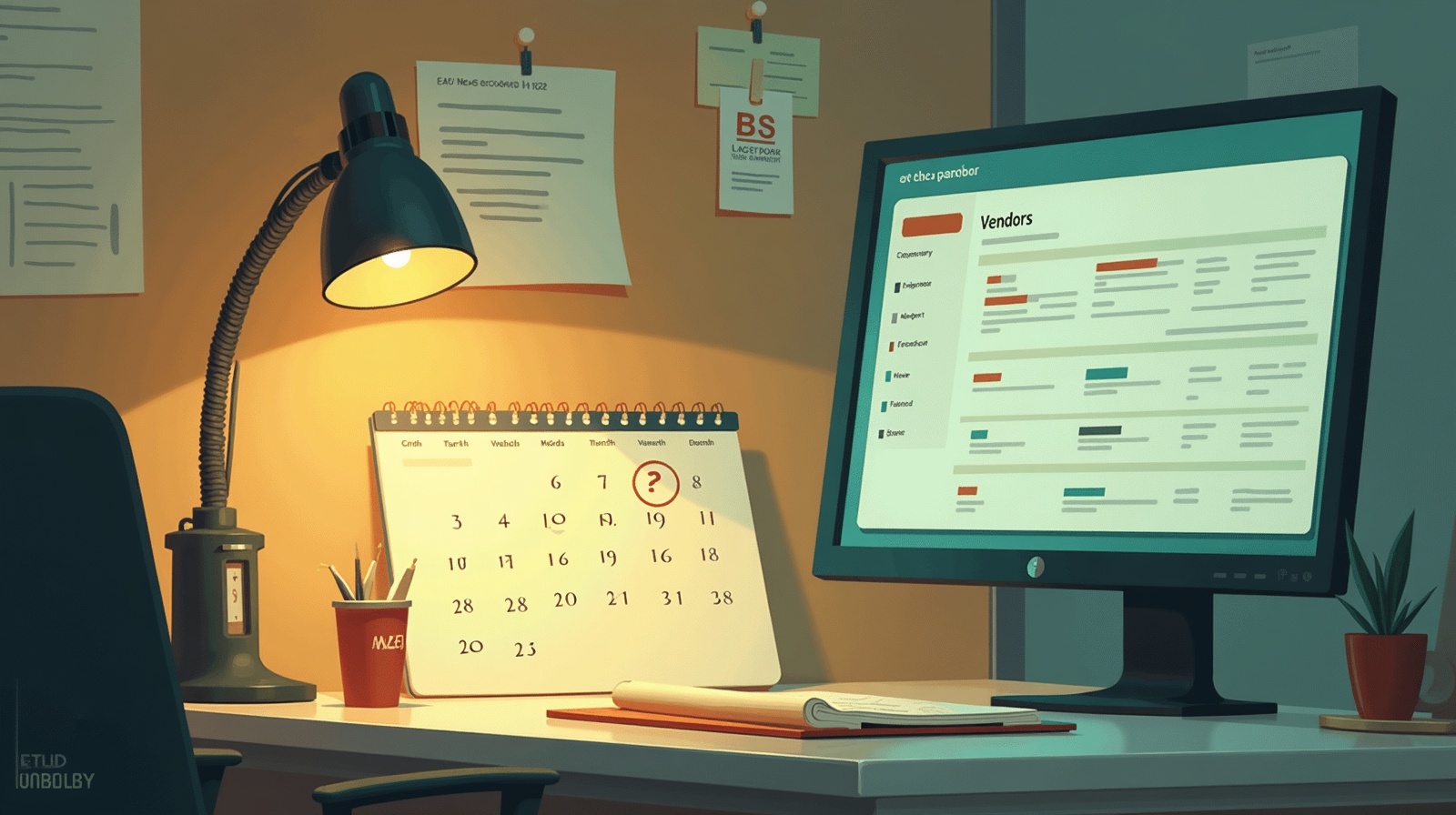 A calendar with the eight-week vendor audit window circled