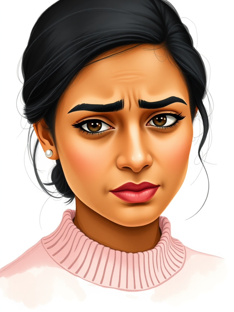 Priya looking tired and worried